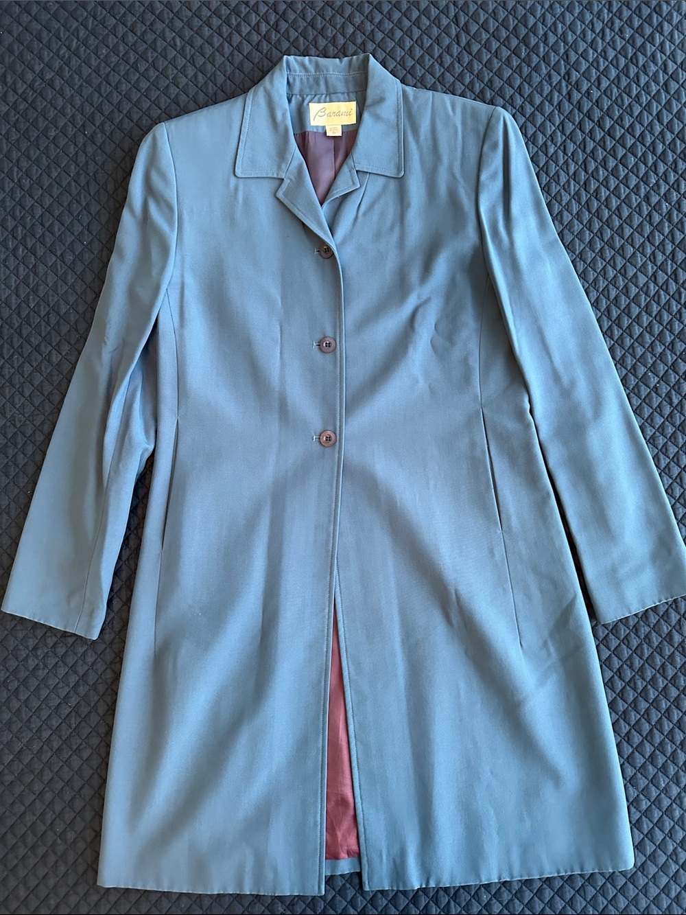 Barami Made In USA Turquoise Blue Long Blazer Coat Size 4 or 6